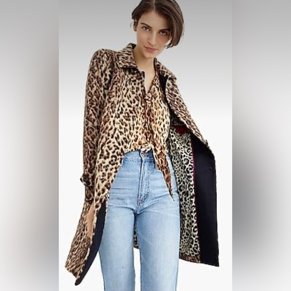 Jcrew Wool Leopard Topcoat - Size 4